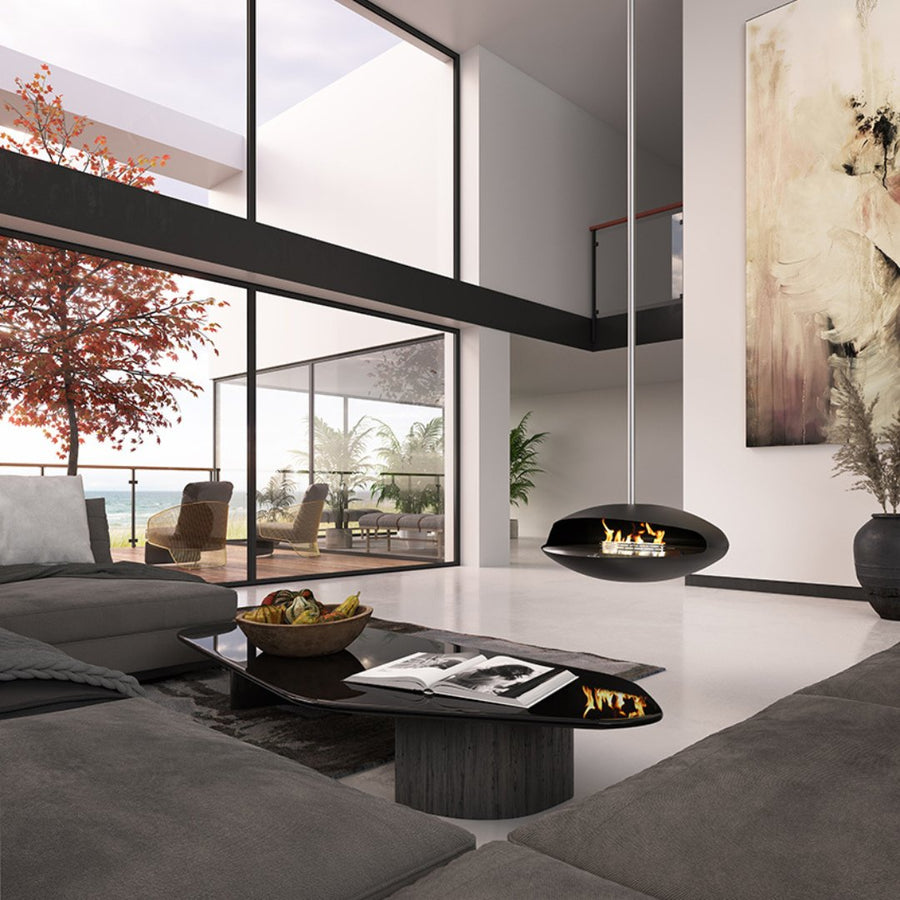 Decoflame Suspended Net Zero Fireplaces NZ – Flue-Free Carbon Neutral Ceiling-Hung Bioethanol Fire Design